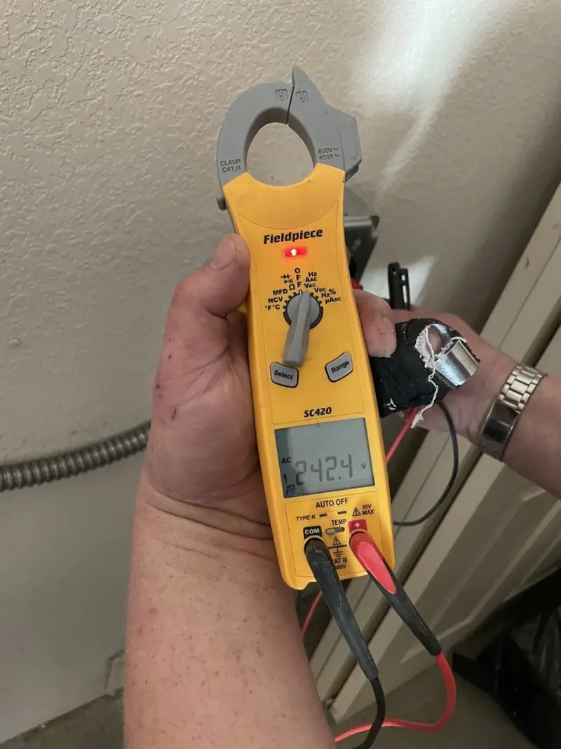 Voltage testing with clamp meter during Generator Installation in East Granby